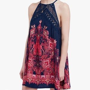 FREE PEOPLE Women's Shea Printed Halter Mini A-Line Dress. Medium
